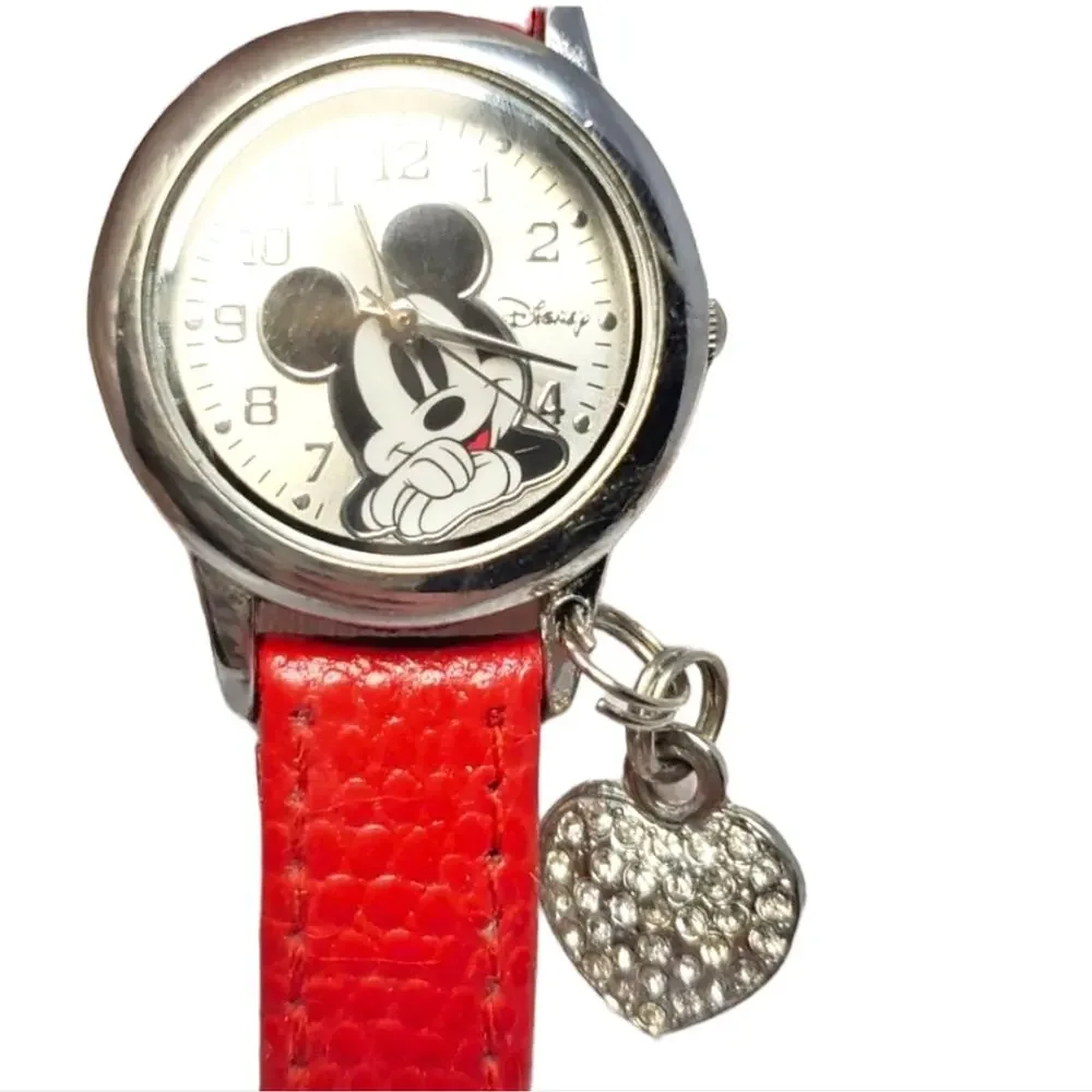 Disney Mickey Mouse Charm Watch Red Band Cute